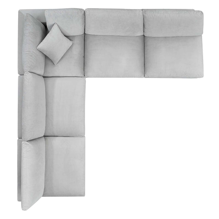 Commix Plush Performance Velvet Sectional Sofa - Overstuffed Comfort for Modern Living Spaces