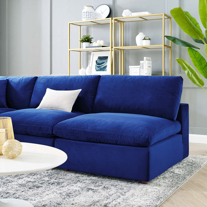 Commix Plush Performance Velvet Sectional Sofa - Overstuffed Comfort for Modern Living Spaces