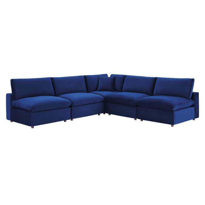 Commix Plush Performance Velvet Sectional Sofa - Overstuffed Comfort for Modern Living Spaces