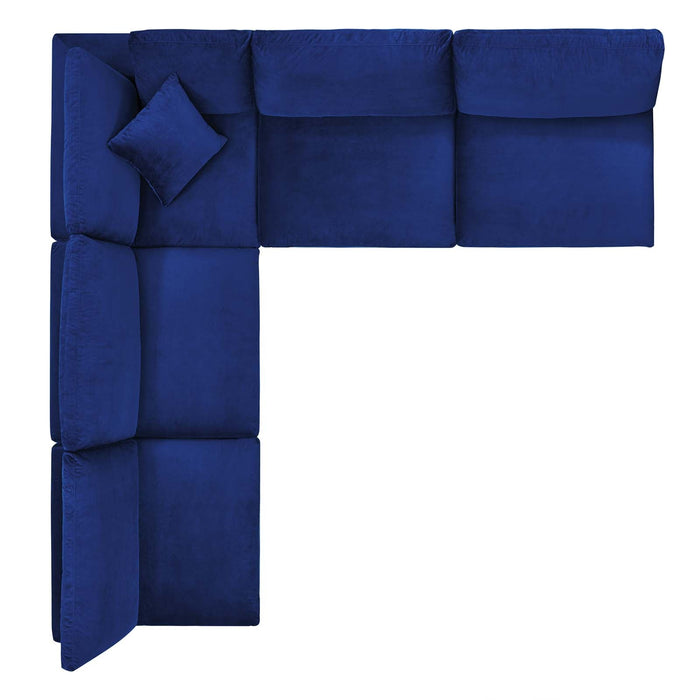 Commix Plush Performance Velvet Sectional Sofa - Overstuffed Comfort for Modern Living Spaces