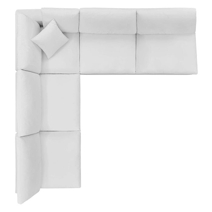 Commix Plush Performance Velvet Sectional Sofa - Overstuffed Comfort for Modern Living Spaces