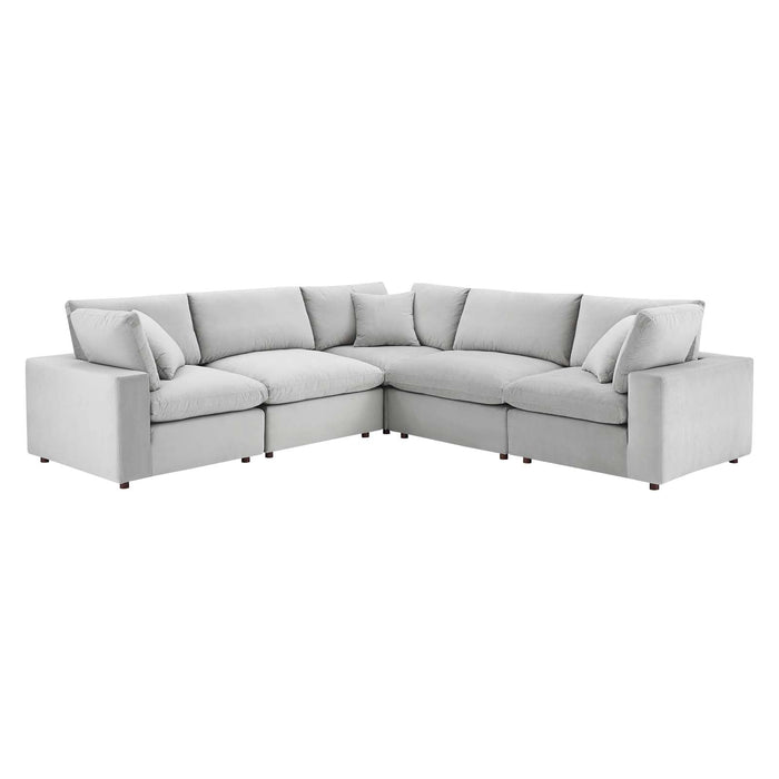 Commix Plush Down Filled Performance Velvet 5-Piece Sectional Sofa for Ultimate Comfort & Style