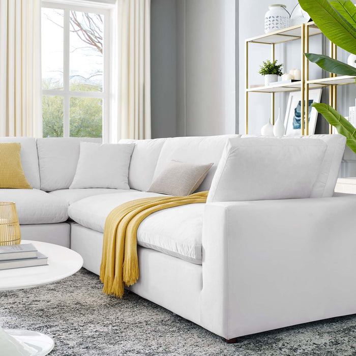 Commix Plush Down Filled Performance Velvet 5-Piece Sectional Sofa for Ultimate Comfort & Style