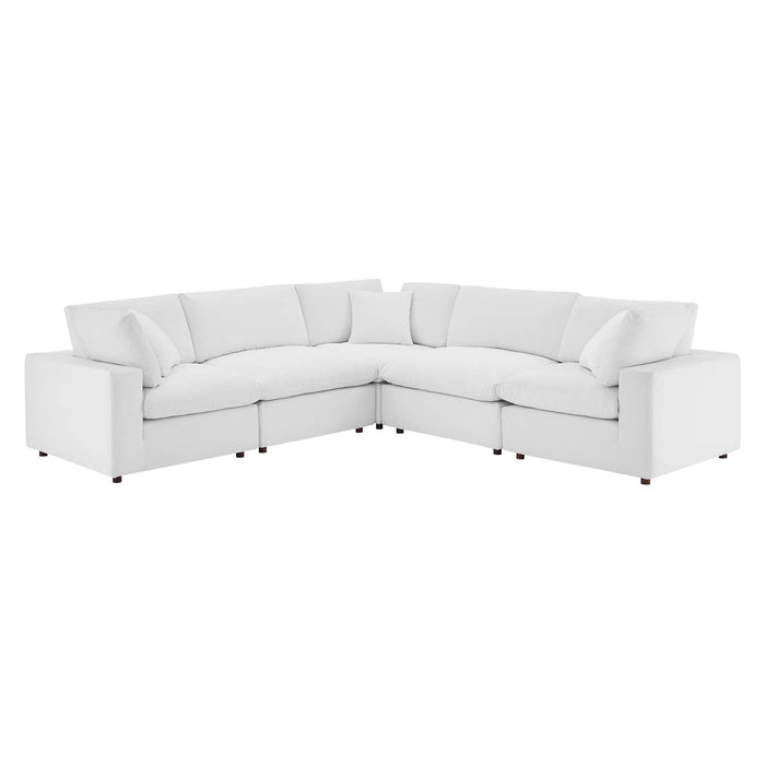 Commix Plush Down Filled Performance Velvet 5-Piece Sectional Sofa for Ultimate Comfort & Style