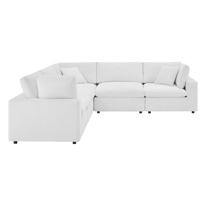 Commix Plush Down Filled Performance Velvet 5-Piece Sectional Sofa for Ultimate Comfort & Style