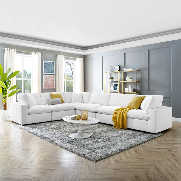Commix 6-Piece Down Filled Overstuffed Performance Velvet Sectional Sofa by Modway - front view