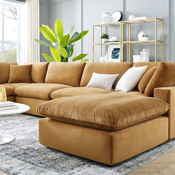 Commix Overstuffed Velvet Sectional Sofa Set - Luxurious Comfort with Modern Design for Living Rooms