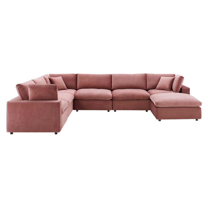Commix Overstuffed Velvet Sectional Sofa Set - Luxurious Comfort with Modern Design for Living Rooms