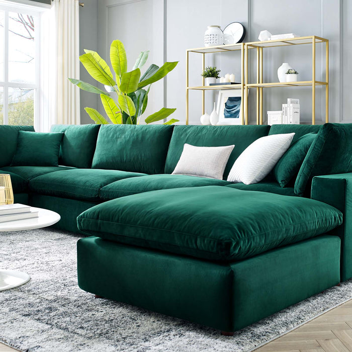 Commix Overstuffed Velvet Sectional Sofa Set - Luxurious Comfort with Modern Design for Living Rooms