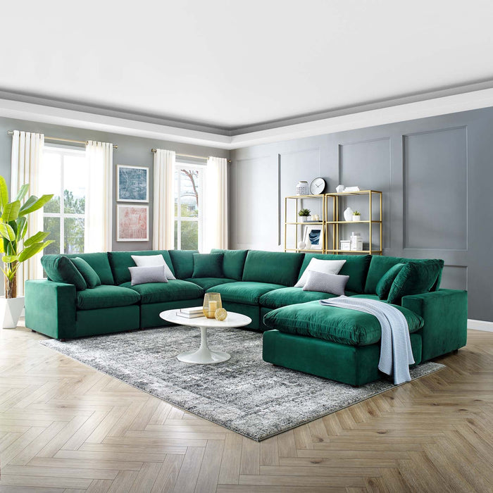 Commix Overstuffed Velvet Sectional Sofa Set - Luxurious Comfort with Modern Design for Living Rooms