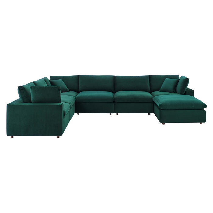 Commix Overstuffed Velvet Sectional Sofa Set - Luxurious Comfort with Modern Design for Living Rooms