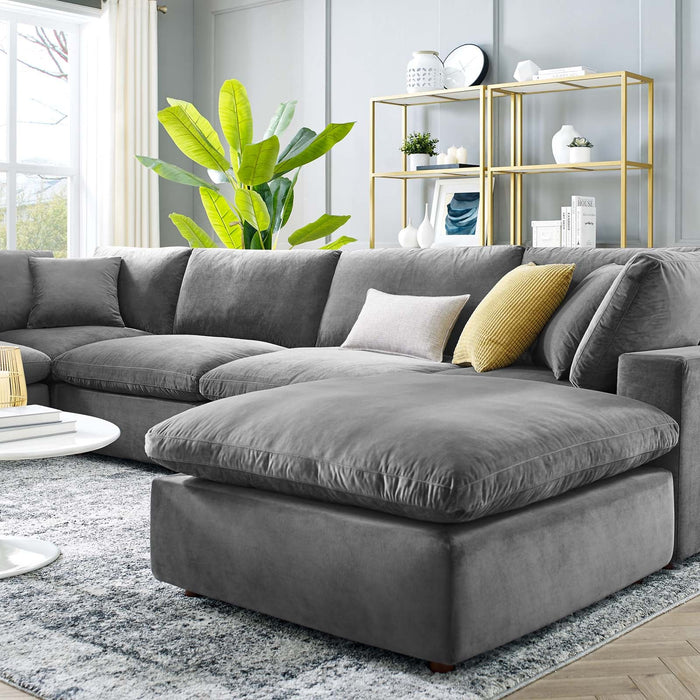 Commix Overstuffed Velvet Sectional Sofa Set - Luxurious Comfort with Modern Design for Living Rooms