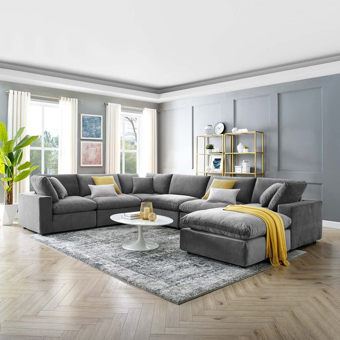 Commix Overstuffed Velvet Sectional Sofa Set - Luxurious Comfort with Modern Design for Living Rooms