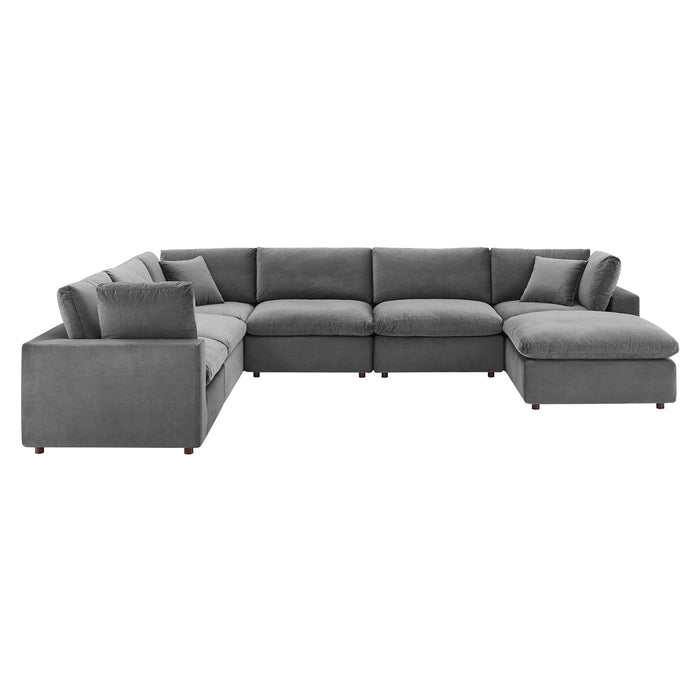 Commix Overstuffed Velvet Sectional Sofa Set - Luxurious Comfort with Modern Design for Living Rooms