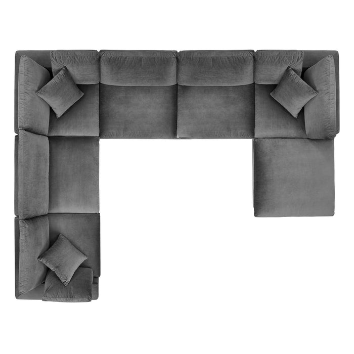 Commix Overstuffed Velvet Sectional Sofa Set - Luxurious Comfort with Modern Design for Living Rooms