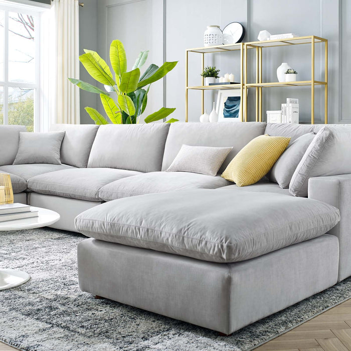 Commix Overstuffed Velvet Sectional Sofa Set - Luxurious Comfort with Modern Design for Living Rooms