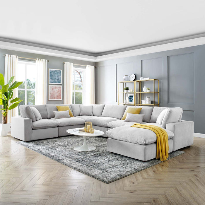 Commix Overstuffed Velvet Sectional Sofa Set - Luxurious Comfort with Modern Design for Living Rooms