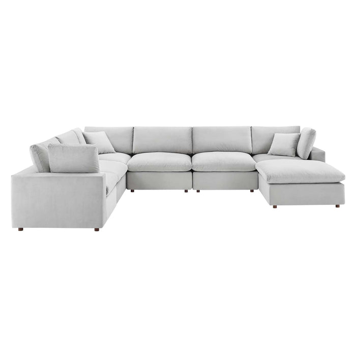 Commix Overstuffed Velvet Sectional Sofa Set - Luxurious Comfort with Modern Design for Living Rooms
