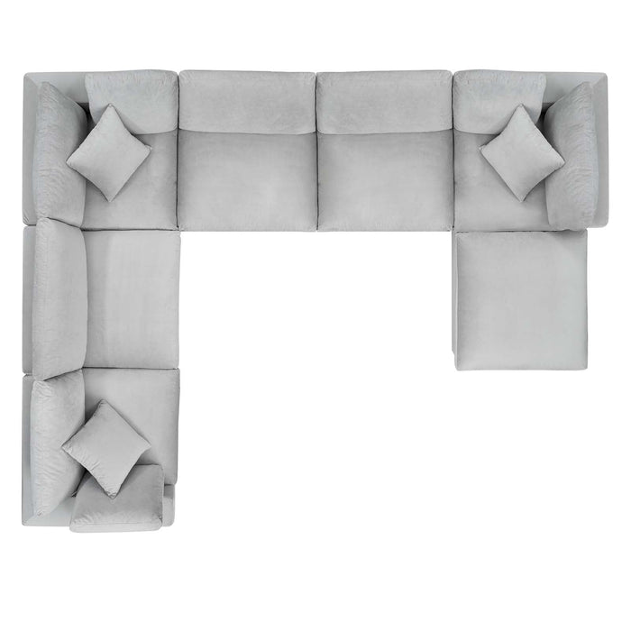 Commix Overstuffed Velvet Sectional Sofa Set - Luxurious Comfort with Modern Design for Living Rooms