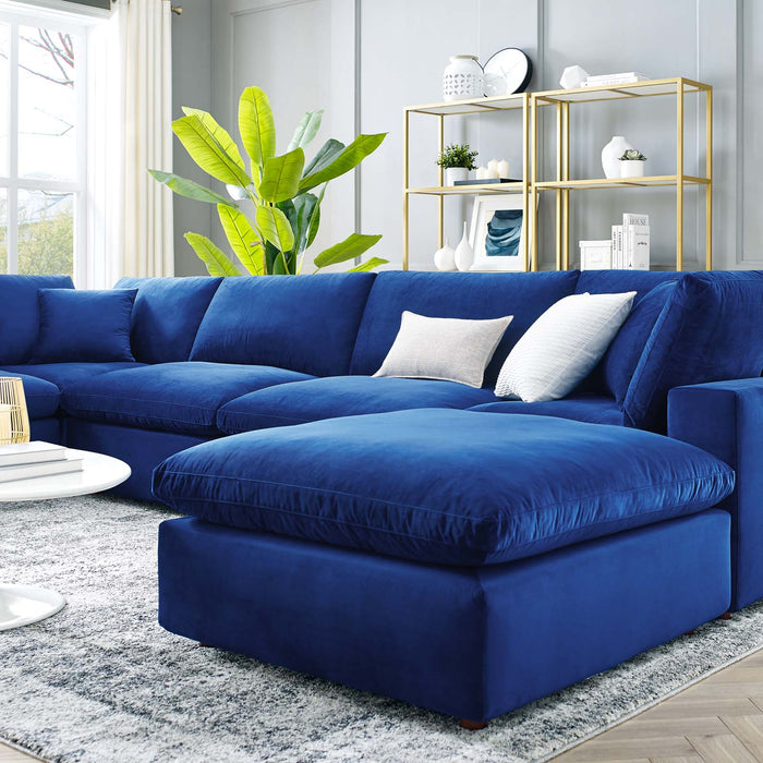 Commix Overstuffed Velvet Sectional Sofa Set - Luxurious Comfort with Modern Design for Living Rooms