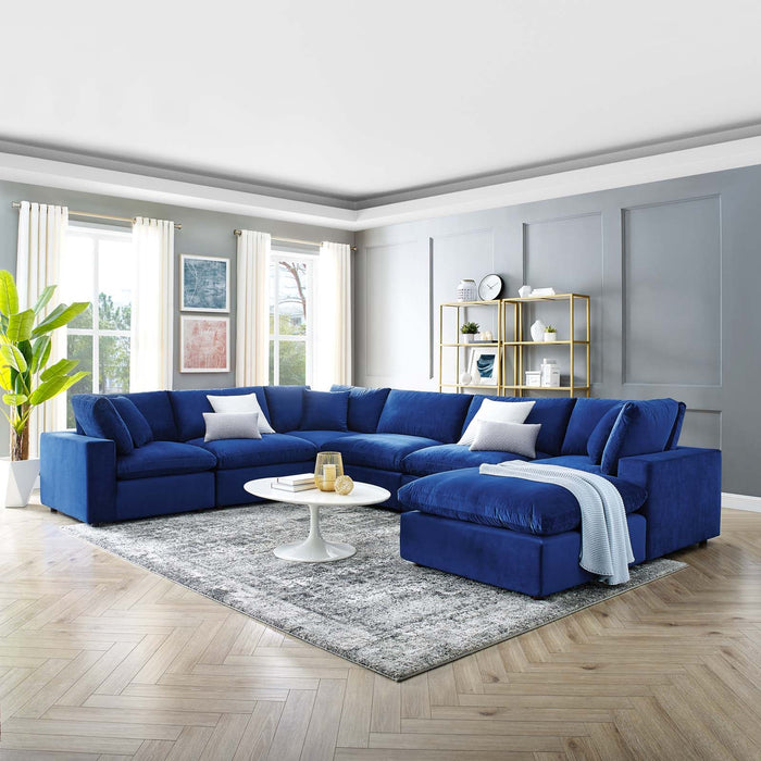 Commix Overstuffed Velvet Sectional Sofa Set - Luxurious Comfort with Modern Design for Living Rooms