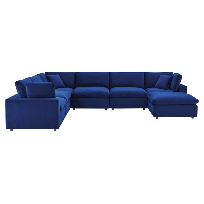 Commix Overstuffed Velvet Sectional Sofa Set - Luxurious Comfort with Modern Design for Living Rooms
