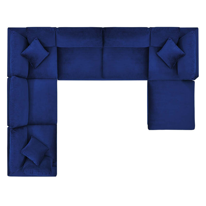 Commix Overstuffed Velvet Sectional Sofa Set - Luxurious Comfort with Modern Design for Living Rooms
