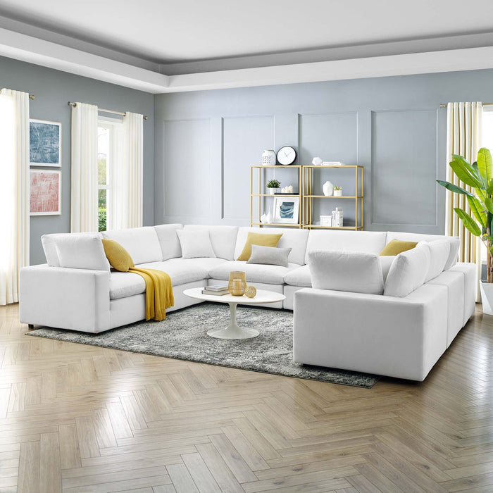 Commix 8-Piece Down Filled Overstuffed Performance Velvet Sectional Sofa by Modway - front view