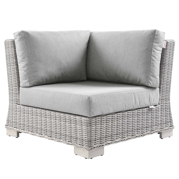 Conway Outdoor Patio Wicker Rattan Corner Chair - alternate angle view