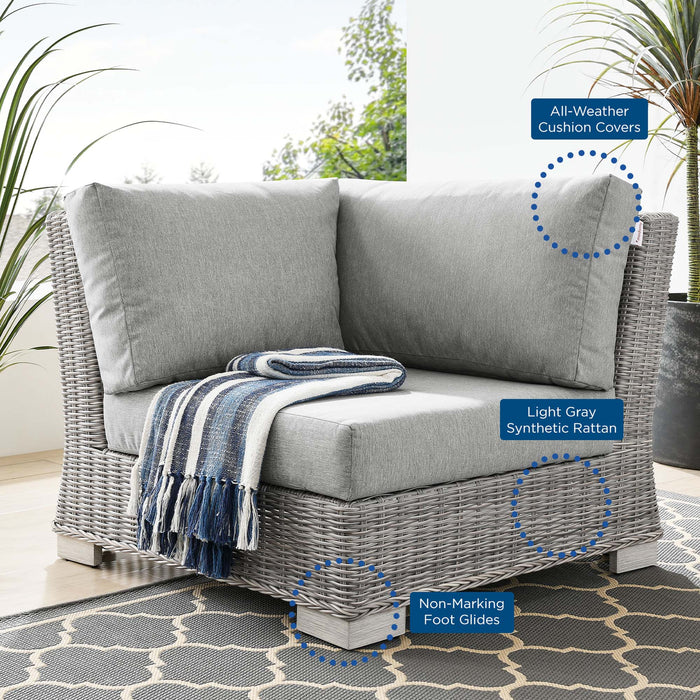 Conway Outdoor Patio Wicker Rattan Corner Chair - detail close-up