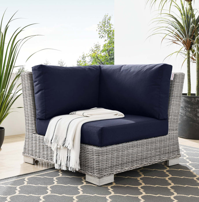 Conway Outdoor Patio Wicker Rattan Corner Chair - view 17