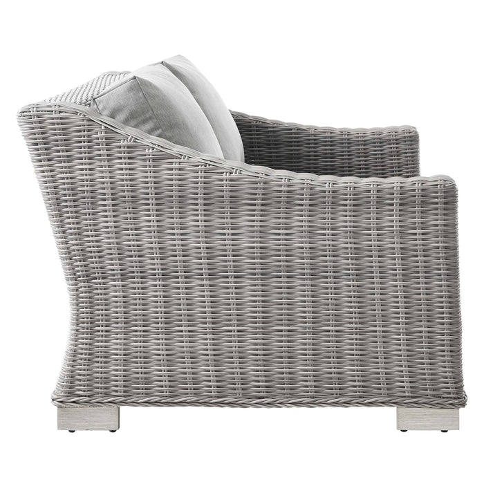 Conway Outdoor Patio Wicker Rattan Loveseat - view 5