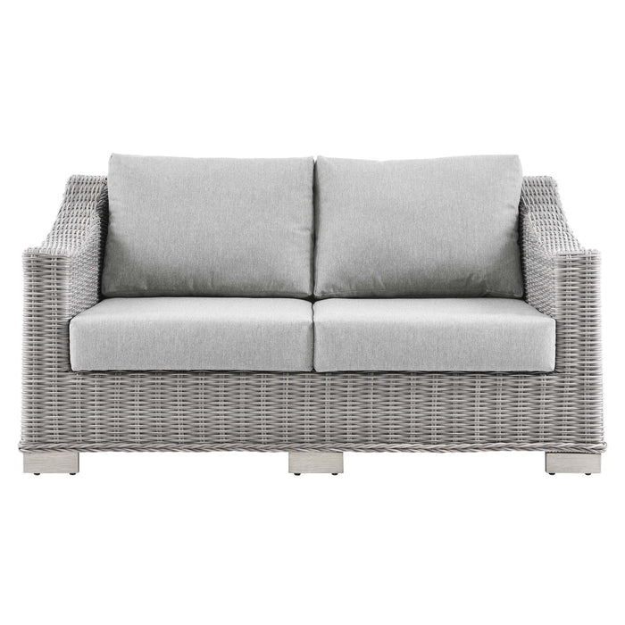Conway Outdoor Patio Wicker Rattan Loveseat - view 7