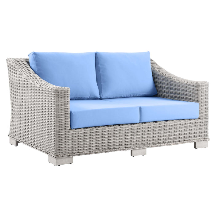 Conway Outdoor Patio Wicker Rattan Loveseat - view 10
