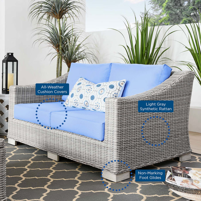 Conway Outdoor Patio Wicker Rattan Loveseat - view 11