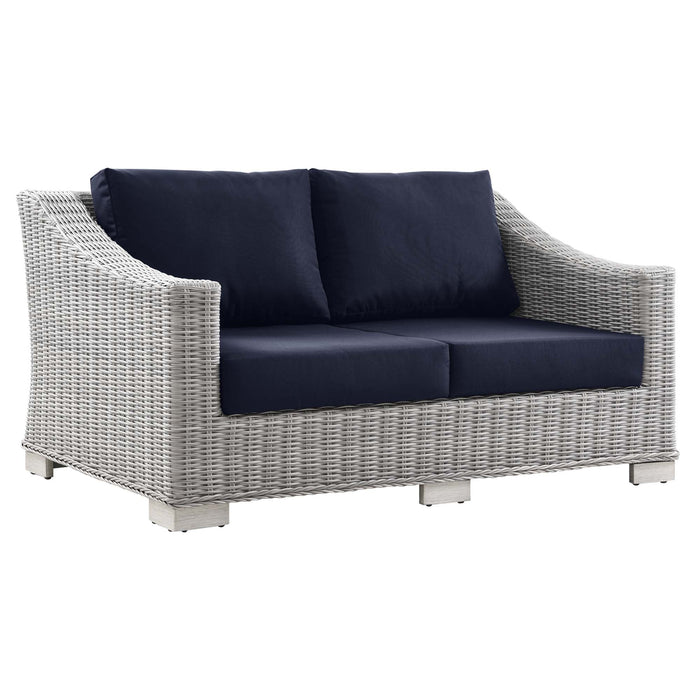 Conway Outdoor Patio Wicker Rattan Loveseat - view 18