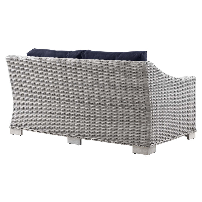 Conway Outdoor Patio Wicker Rattan Loveseat - view 22