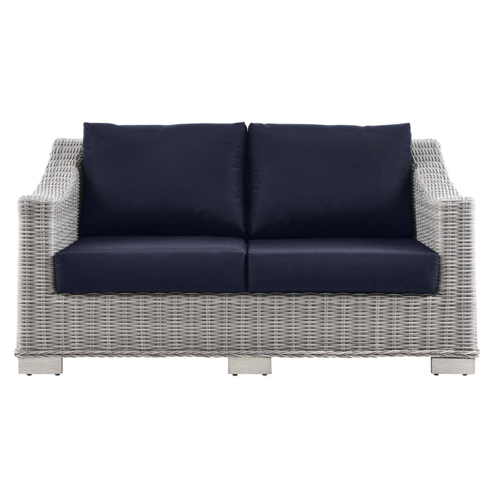 Conway Outdoor Patio Wicker Rattan Loveseat - view 23