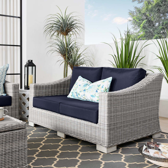 Conway Outdoor Patio Wicker Rattan Loveseat - view 17