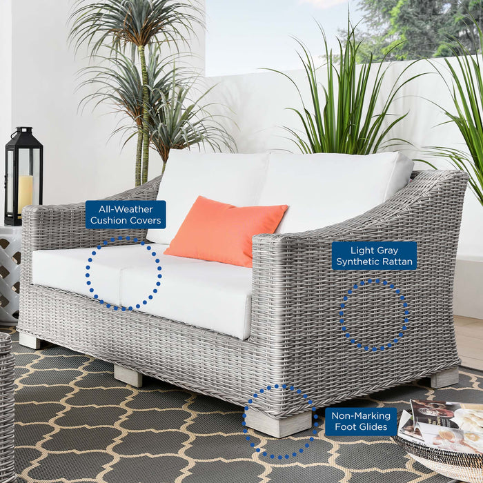 Conway Outdoor Patio Wicker Rattan Loveseat - view 28