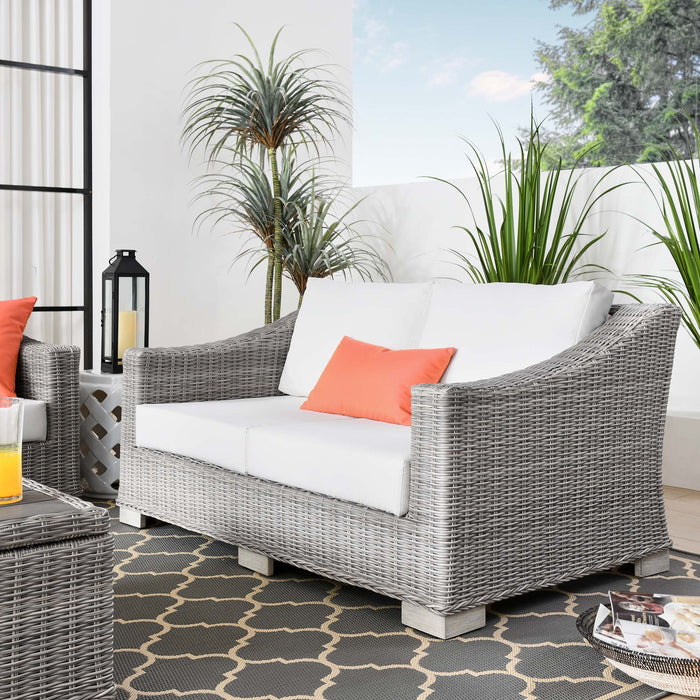Conway Outdoor Patio Wicker Rattan Loveseat - view 25