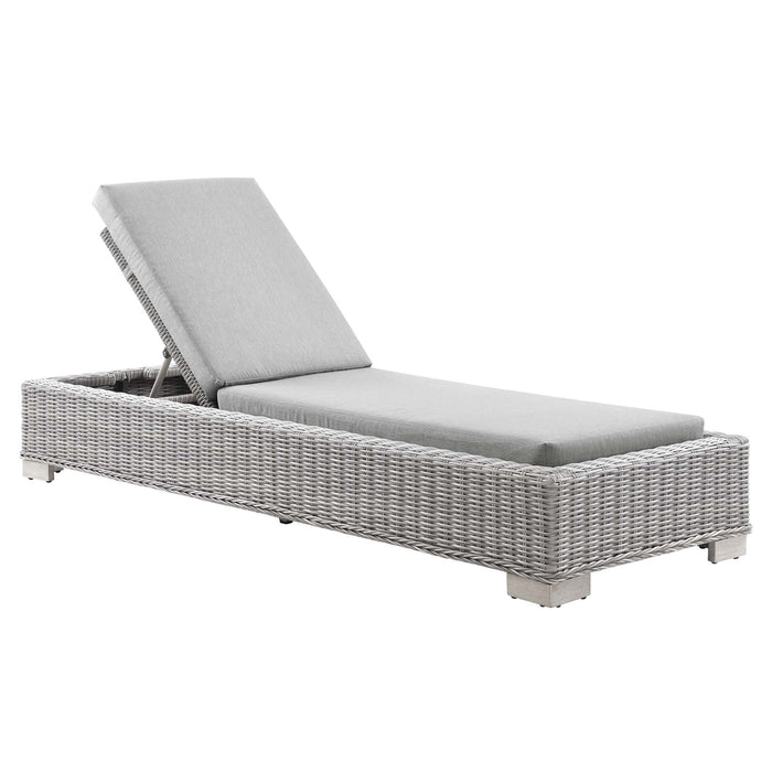 Conway Outdoor Patio Wicker Rattan Chaise Lounge - alternate angle view