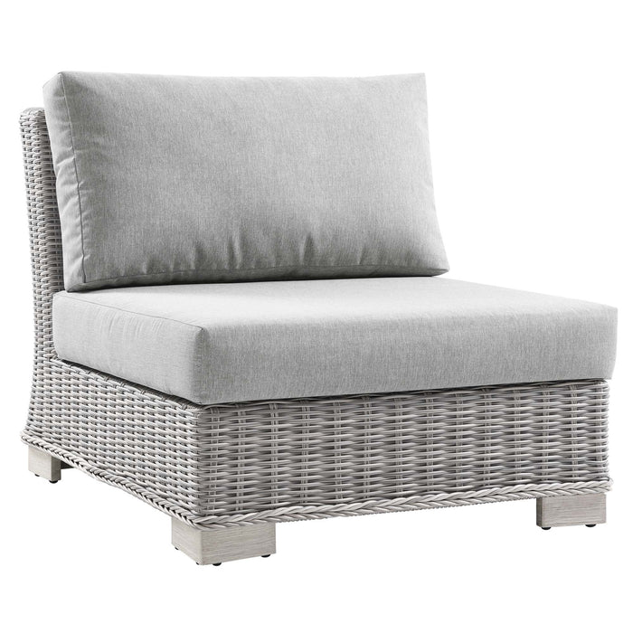 Conway Outdoor Patio Wicker Rattan Armless Chair - alternate angle view