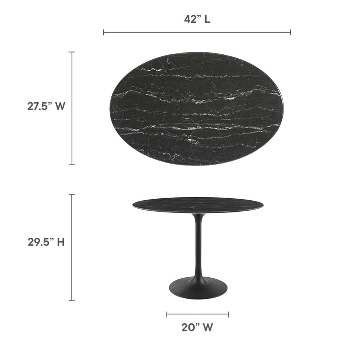 Lippa Oval Artificial Marble Dining Table