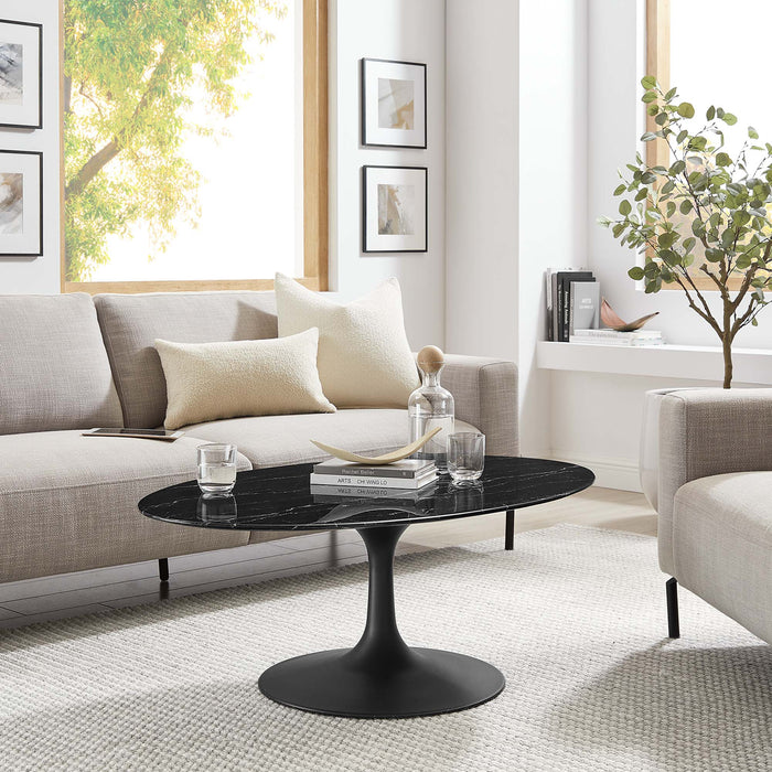 Lippa Oval Artificial Marble Coffee Table