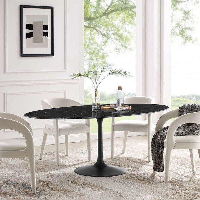 Lippa Oval Artificial Marble Dining Table
