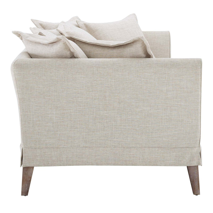 Rowan Fabric Sofa – Modern Farmhouse Design with Soft Upholstery and Seven Cozy Throw Pillows