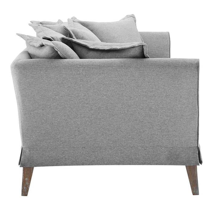 Rowan Fabric Sofa – Modern Farmhouse Design with Soft Upholstery and Seven Cozy Throw Pillows