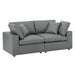 Commix Down Filled Overstuffed Vegan Leather Loveseat Gray
