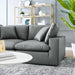 Commix Down Filled Overstuffed Vegan Leather Loveseat Gray